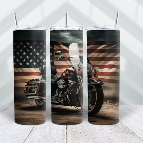 American Flag Motorcycle Tumbler